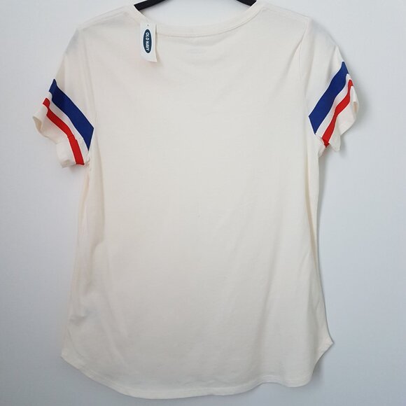 Old Navy Women Ivory Stripe Short Sleeve T-Shirt - Size M - NWT - Picture 4 of 5